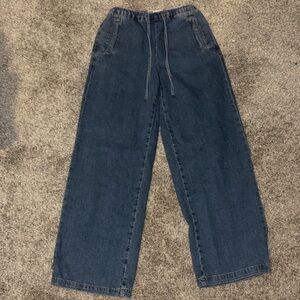 Zara Wide Leg Draw String Jeans Size XS
